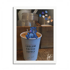 Colorful Framed Poster with Coffee Bear Illustration, Wall Art, Home Decor, Gift for Coffee Lovers, Cute Art, Unique Coffee Shop Decor