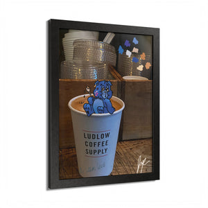 Colorful Framed Poster with Coffee Bear Illustration, Wall Art, Home Decor, Gift for Coffee Lovers, Cute Art, Unique Coffee Shop Decor