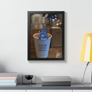 Colorful Framed Poster with Coffee Bear Illustration, Wall Art, Home Decor, Gift for Coffee Lovers, Cute Art, Unique Coffee Shop Decor