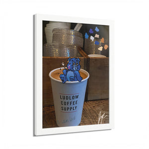 Colorful Framed Poster with Coffee Bear Illustration, Wall Art, Home Decor, Gift for Coffee Lovers, Cute Art, Unique Coffee Shop Decor
