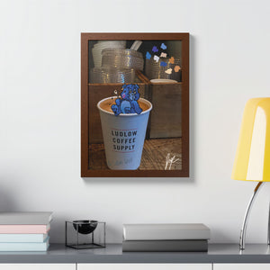 Colorful Framed Poster with Coffee Bear Illustration, Wall Art, Home Decor, Gift for Coffee Lovers, Cute Art, Unique Coffee Shop Decor